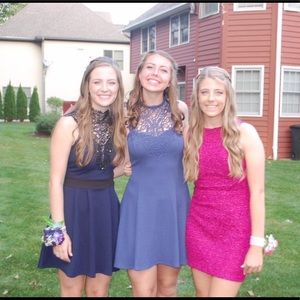 Crochet high neck cobalt dress!